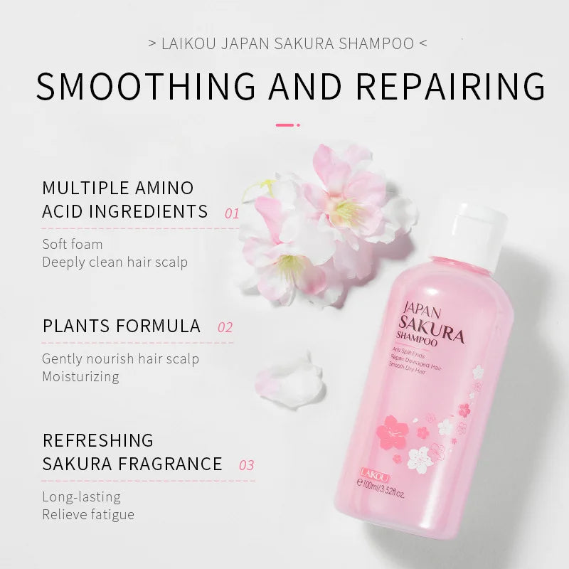 LAIKOU Japan Sakura Shampoo/Conditioner Repair Damaged Hair Moisturizing Nourishing Oil Control Hair Cleansing Care